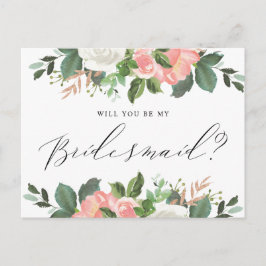 Blush Spring Floral wirst du meine Bridesmaid sein Postkarte