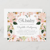 Blush Spring Floral Wreath Oh Baby Dusche Einladungspostkarte (Vorne/Hinten)