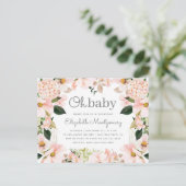 Blush Spring Floral Wreath Oh Baby Dusche Einladungspostkarte (Stehend Vorderseite)