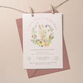 Blush Spring Wreath Little Bunny Girl Baby Dusche Einladung