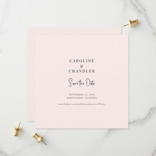Blush Square Hochzeit Termin merken Save The Date (Vorderseite/Rückseite Beispiel)