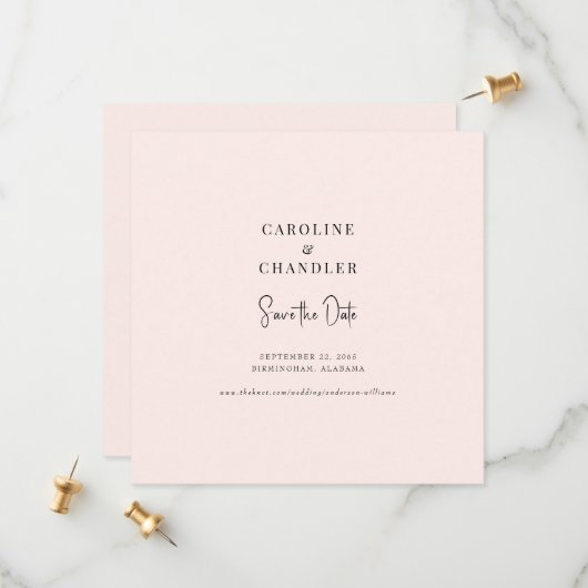 Blush Square Wedding Save the Date (Vorderseite/Rückseite Beispiel)