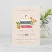 Blush Stack Bücher Blumenpaare Dusche einladen Dankeskarte (Stehend Vorderseite)