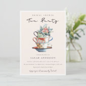Blush Stacks Brautparty Tee Party Einladung (Stehend Vorderseite)