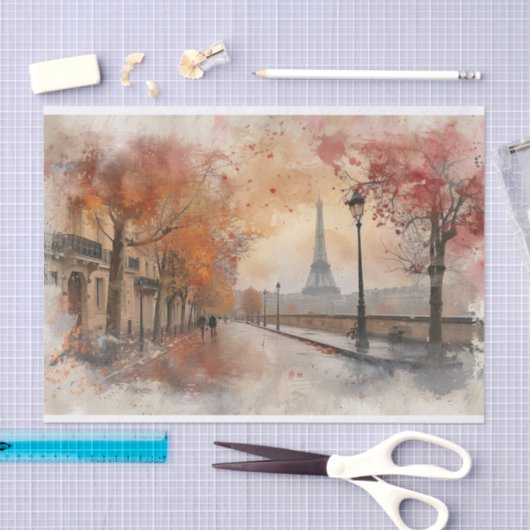 "Blush Street Paris" Wasserfarbendekoupage Seidenpapier (Handwerk)