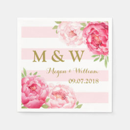 Blush Streifen Pink Watercolor Wedelmonogramm Serviette