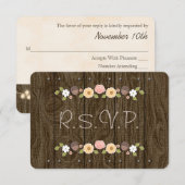 Blush String of Lights Acorn Rustic Wedding RSVP Karte (Vorne/Hinten)