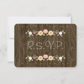 Blush String of Lights Acorn Rustic Wedding RSVP Karte (Vorderseite)