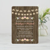 Blush String of Lights Fall Rustic Couples Dusche Einladung (Stehend Vorderseite)