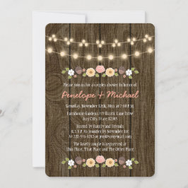 Blush String of Lights Fall Rustic Couples Dusche Einladung
