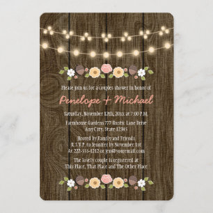 Blush String of Lights Fall Rustic Couples Dusche Einladung
