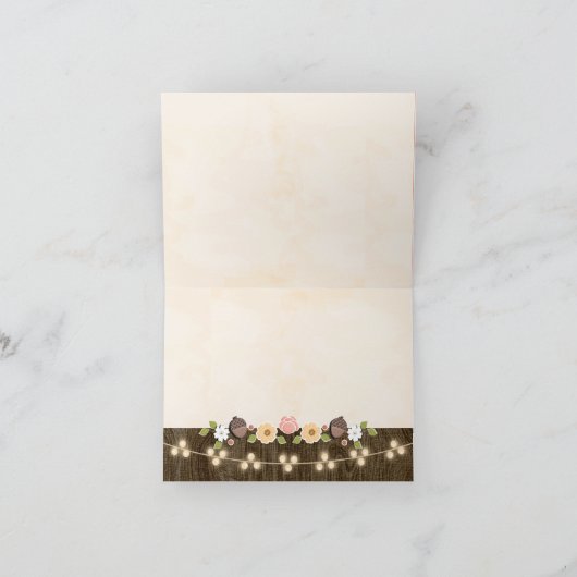 Blush String of Lights Fall Rustikal Vielen Dank Dankeskarte (Innenseite)