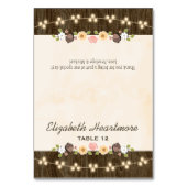 Blush String of Lights Fall Rustikale Zelt-Platzka Tischnummer (Vorderseite)
