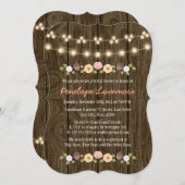 Blush String of Lights Fall Rustikales Brautparty Einladung (Vorne/Hinten)