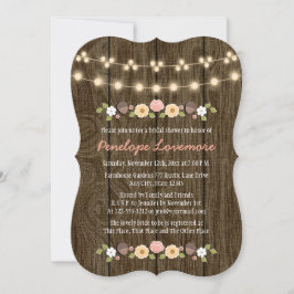 Blush String of Lights Fall Rustikales Brautparty Einladung