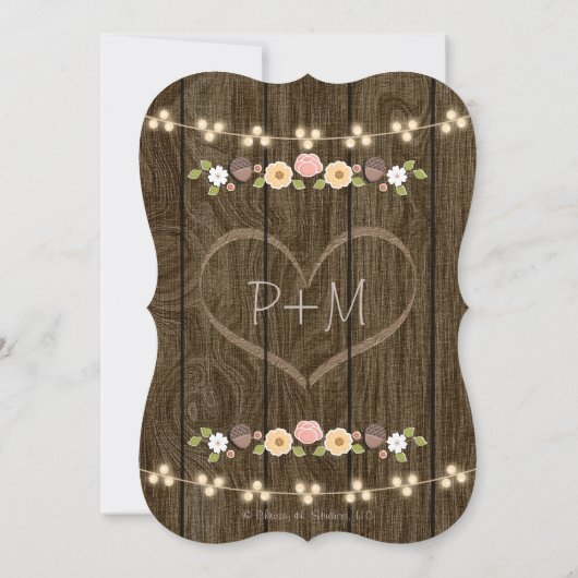 Blush String of Lights Fall Rustikales Brautparty Einladung (Rückseite)