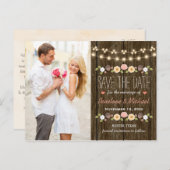 Blush String of Lights Rustic Fall Save the Date Ankündigungspostkarte (Vorne/Hinten)