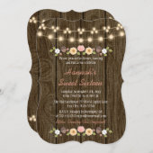 Blush String of Lights Rustic Sweet 16 Einladung (Vorne/Hinten)