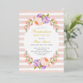Blush Strip und Blüten Abschluss Brunch Folieneinladung (Stehend vorne)