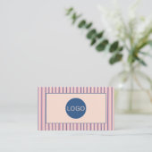 Blush Stripe Boutique Monogramm Visitenkarte (Stehend Vorderseite)