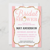 Blush Stripe Gold Glitzer Bridal Dusche Einladung (Vorderseite)