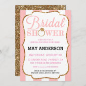 Blush Stripe Gold Glitzer Bridal Dusche Einladung (Vorne/Hinten)