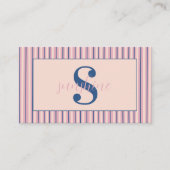 Blush Stripe Monogram Boutique Business Visitenkarte (Vorderseite)