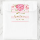 Blush Stripe Pink Brautparty Gefallen Tag Quadratischer Aufkleber (Tasche)