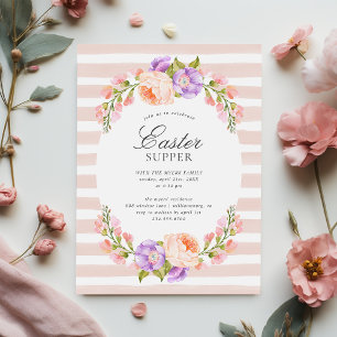 Blush Stripe und Bloom Ostermenü Einladung