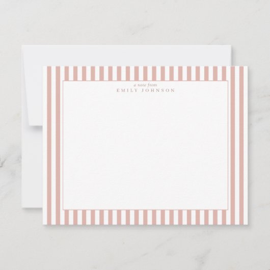 Blush Striped Note Card Einladung (Vorderseite)
