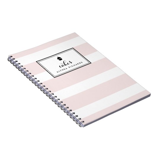 Blush Stripes Anpassbare Backen Rezept Notebook Notizblock (Rechte Seite)