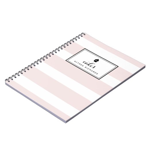 Blush Stripes Anpassbare Backen Rezept Notebook Notizblock (Linke Seite)