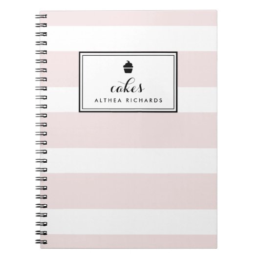 Blush Stripes Anpassbare Backen Rezept Notebook Notizblock (Vorderseite)