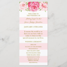 Blush Stripes Pink Watercolor Hochzeitsprogramm Programm