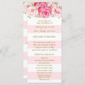 Blush Stripes Pink Watercolor Hochzeitsprogramm Programm (Vorne/Hinten)