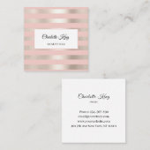 Blush Stripes Salon Business Card Quadratische Visitenkarte (Vorne/Hinten)