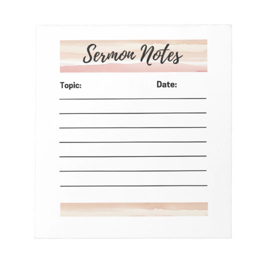 Blush Stripes sermon Notes Notepad Notizblock (Vorderseite)