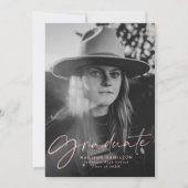 Blush Stylish Script Foto Graduation Party Einladung (Vorderseite)