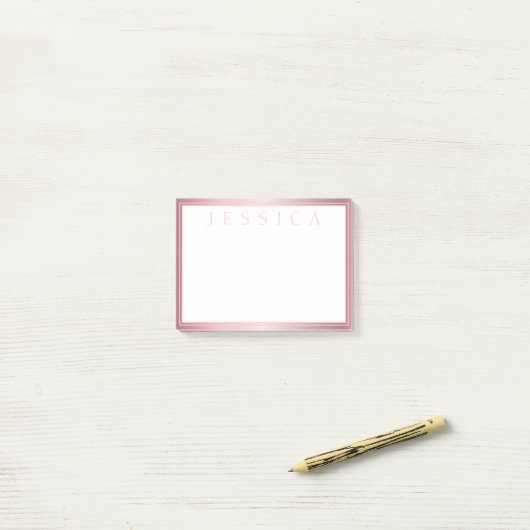 Blush & Subtile Rose Ombre | Ihr Name Post-it Klebezettel (Auf Schreibtisch)