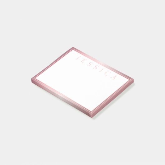 Blush & Subtile Rose Ombre | Ihr Name Post-it Klebezettel (angewinkelt)