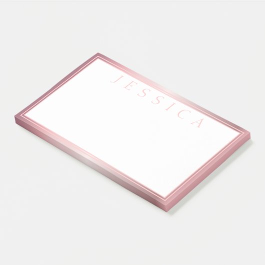 Blush & Subtile Rose Ombre | Ihr Name Post-it Klebezettel (angewinkelt)