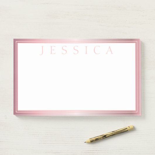 Blush & Subtile Rose Ombre | Ihr Name Post-it Klebezettel (Auf Schreibtisch)