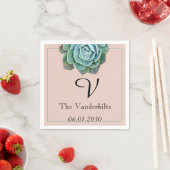 Blush Succulent Monogram Wedding Napkin Serviette (Beispiel)