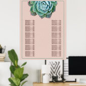 Blush Succulent Wedding Chart Poster (Heimbüro)