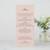 Blush Succulent Wedding Menu Menükarte (Stehend Vorderseite)
