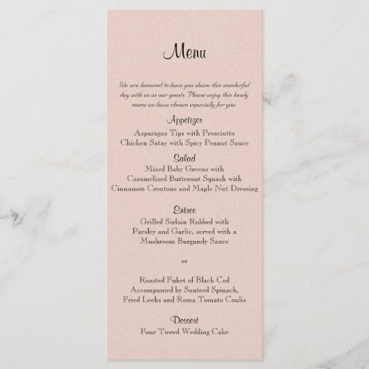 Blush Succulent Wedding Menu Menükarte (Vorderseite)