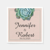 Blush Succulent Wedding Napkin Serviette (Vorderseite)