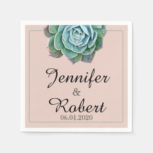 Blush Succulent Wedding Napkin Serviette (Vorderseite)