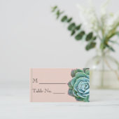 Blush Succulent Wedding Platzkarte (Stehend Vorderseite)