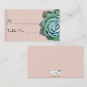 Blush Succulent Wedding Platzkarte (Vorne/Hinten)